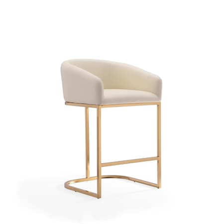 Manhattan Comfort Louvre Counter Stool in Cream and Titanium Gold CS009-CR